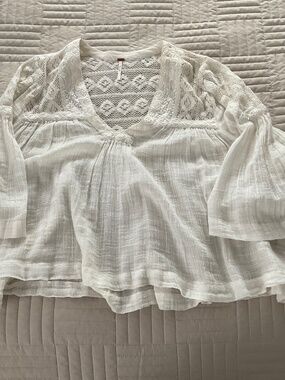 Free People Cream Peasant Blouse Size L